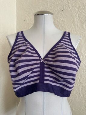 Cacique Lane Bryant Purple Stripe Cotton No Wire Bra 44DD